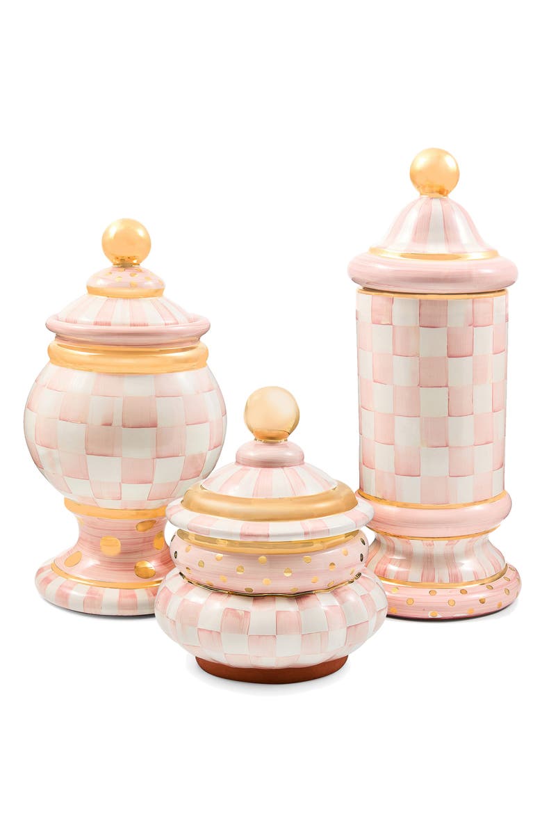 MACKENZIE CHILDS Rosy Check Ceramic Globe Canister, Alternate, color, Rosy