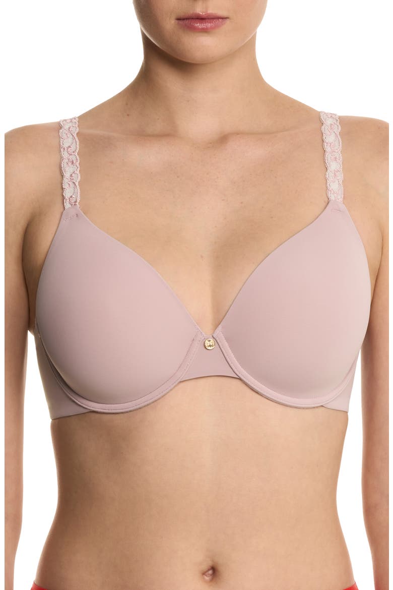 Pure Luxe Underwire T-Shirt Bra, Main, color, PINK VELVET/ IVORY ROSE