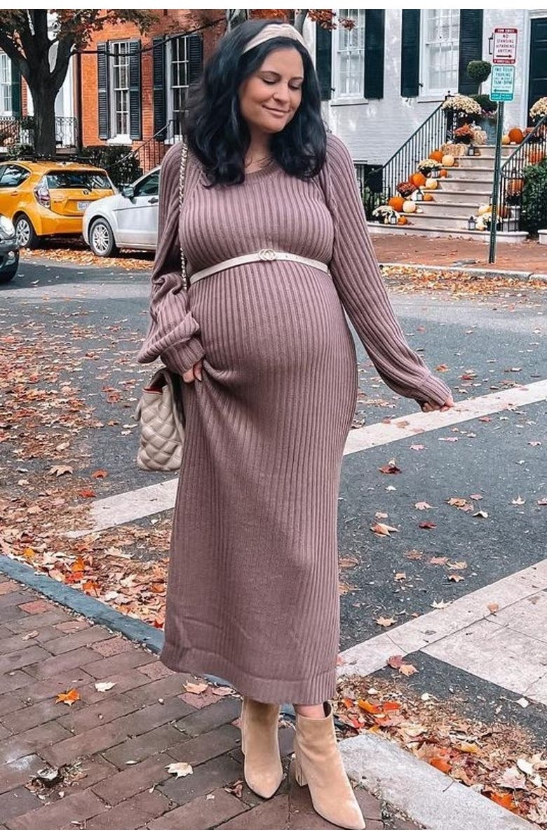 PinkBlush Side Slit Maxi Sweater Dress, Alternate, color, Taupe