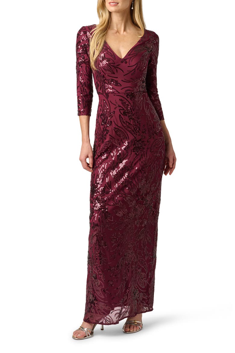 Sequin Gown, Main, color, DEEP WINE