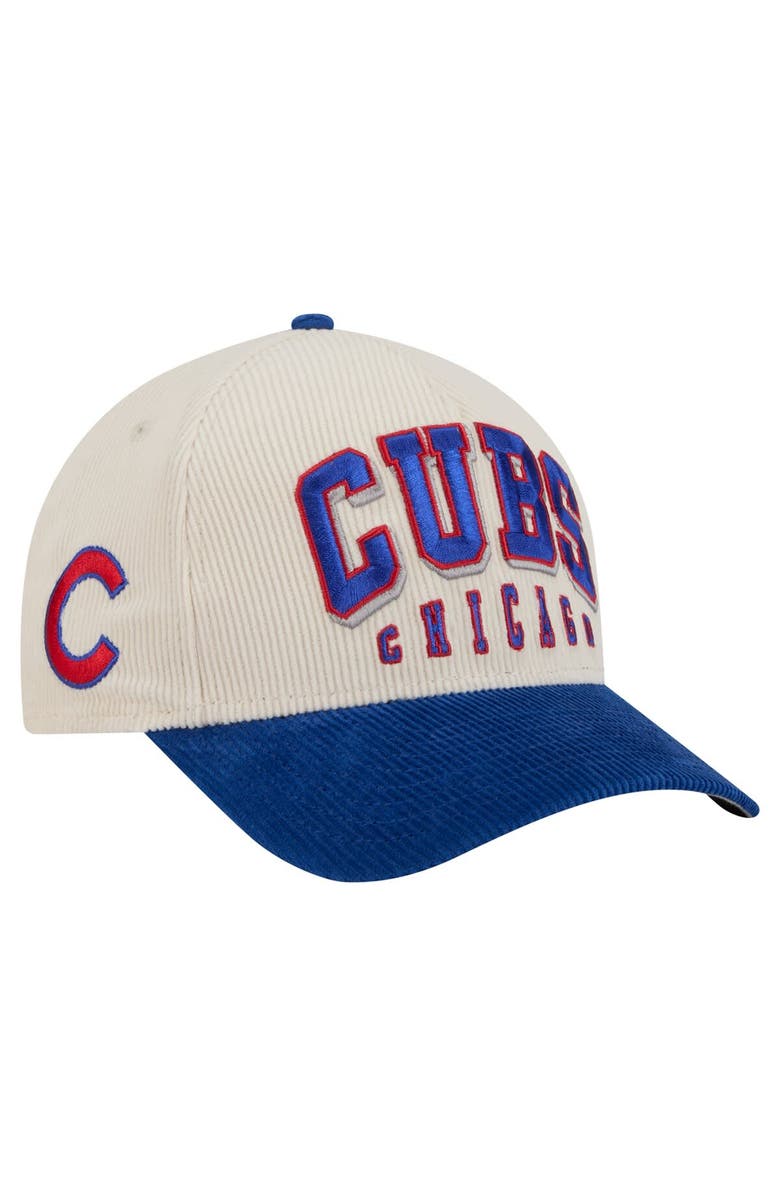 New Era Men's New Era Cream/Royal Chicago Cubs Sided Corduroy 9FORTY A-Frame Adjustable Hat, Main, color, Cream