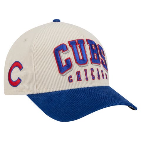 Men's New Era  Cream/Royal Chicago Cubs Sided Corduroy 9FORTY A-Frame Adjustable Hat