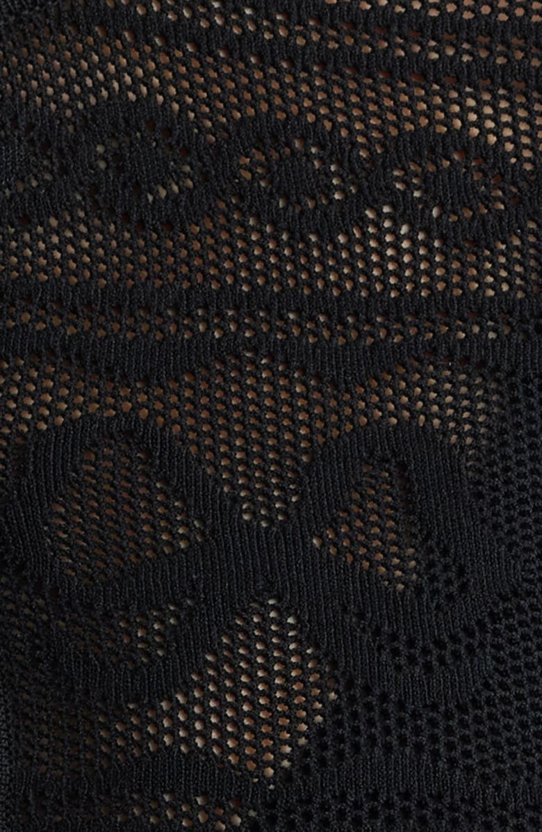 LoveShackFancy Gretta Semisheer Jacquard Cardigan, Alternate, color, Black