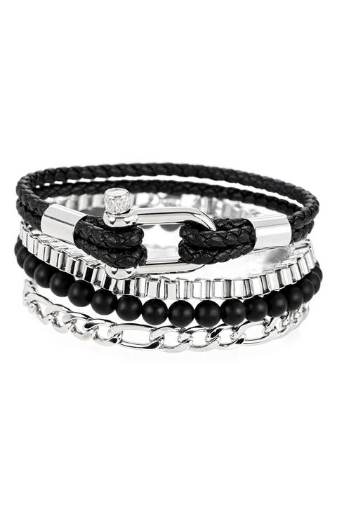 Men's Set of 4 Assorted Stackable Bracelets