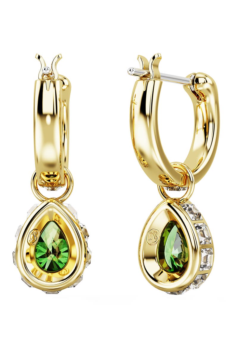Chroma Crystal Hoop Drop Earrings, Alternate, color, GREEN