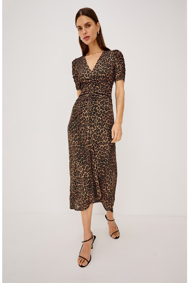 Beacon Ruched Midi Dress, Alternate, color, BROWN NALA