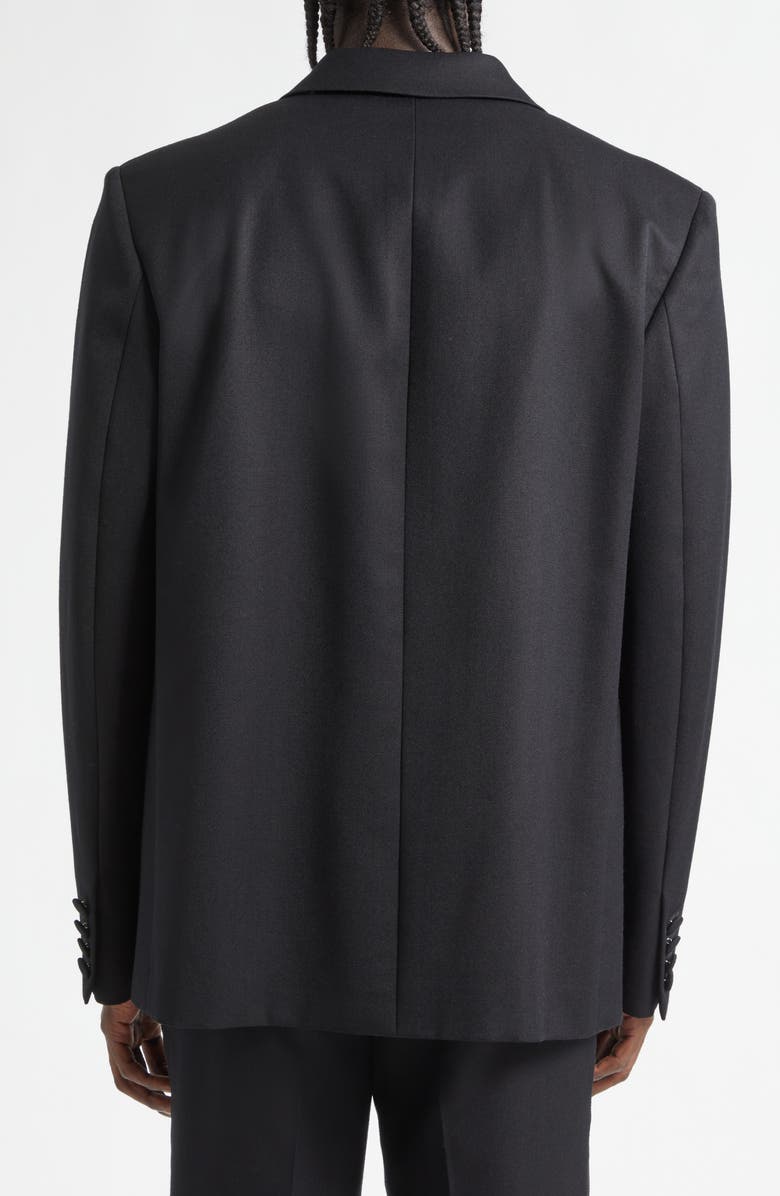 JW Anderson Peak Lapel Black Wool Tuxedo Jacket, Alternate, color, Black