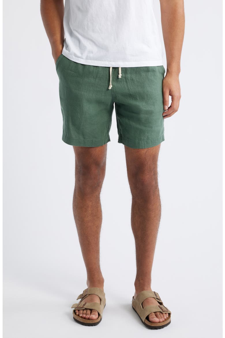 Bo Linen Drawstring Shorts, Main, color, PINE