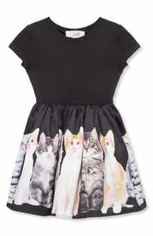 Peek Aren't You Curious Kids' Photoreal Kitten Fit & Flare Dress