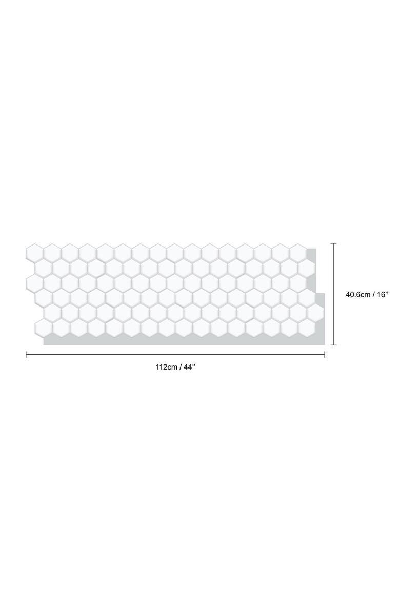 WALPLUS Classic Hexa Premium White Glossy 3D Sticker Tile 28 x 20cm (11 x 8 in) - Pack of 8, Alternate, color, White