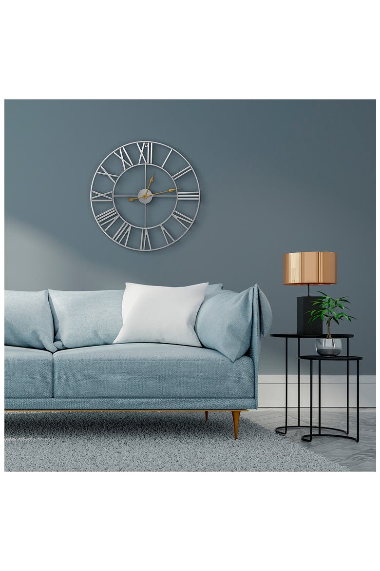 Decorative Wall Clock, Alternate, color, SILVER