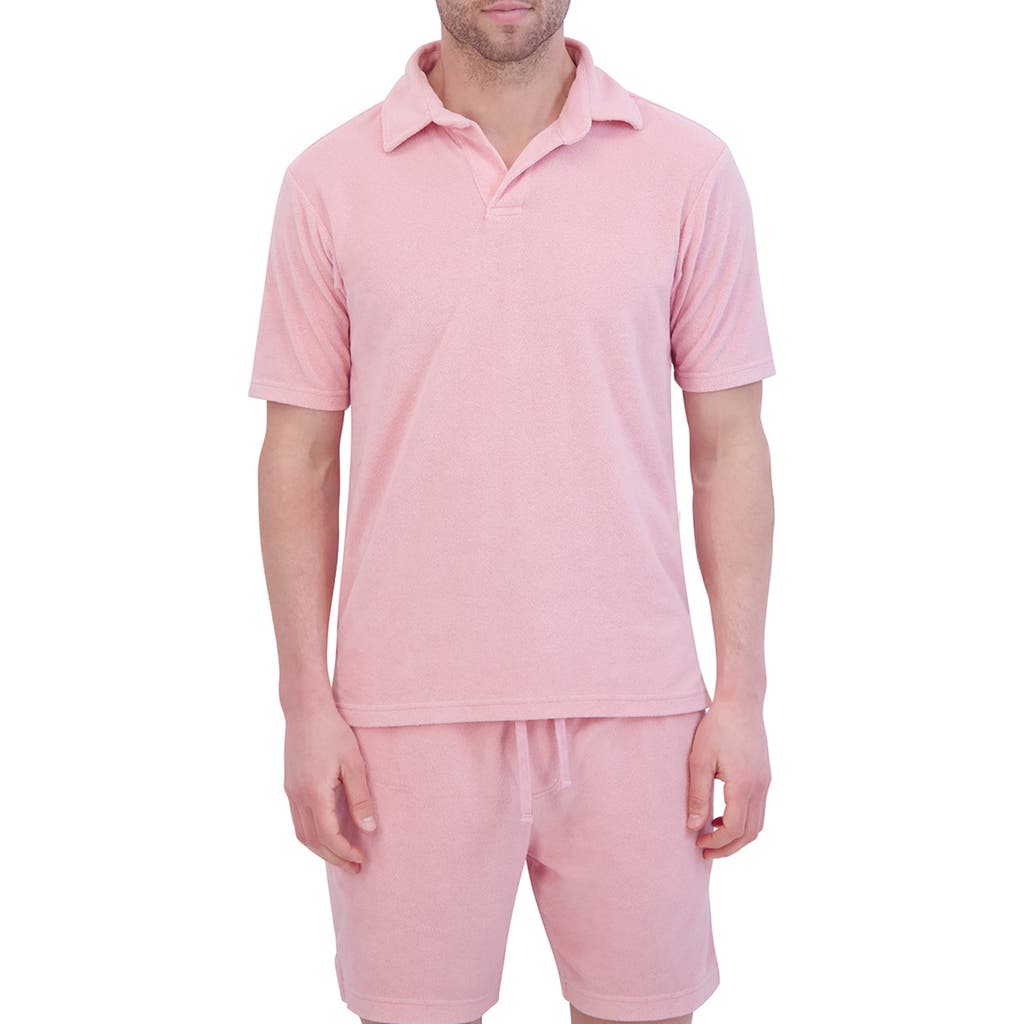Goodlife Terry Cloth Polo In Candy Pink