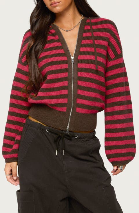 Cluny Striped Knit Zip Hoodie