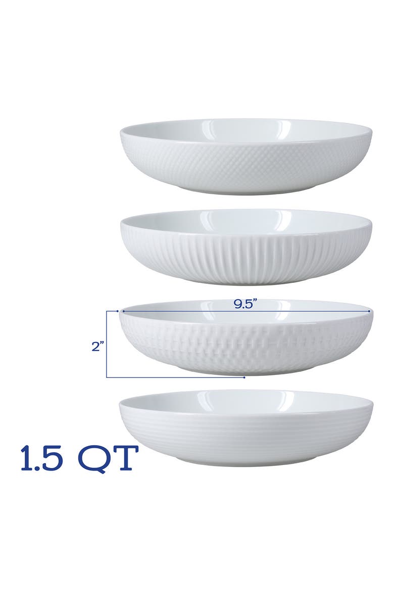 Set of 4 Textured Dinner Bowls, Alternate, color, WHITE