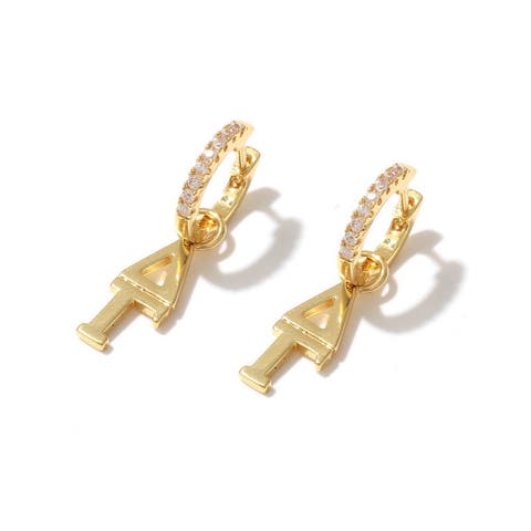 Delta Gamma Greek Letter Huggie + Charm Earrings
