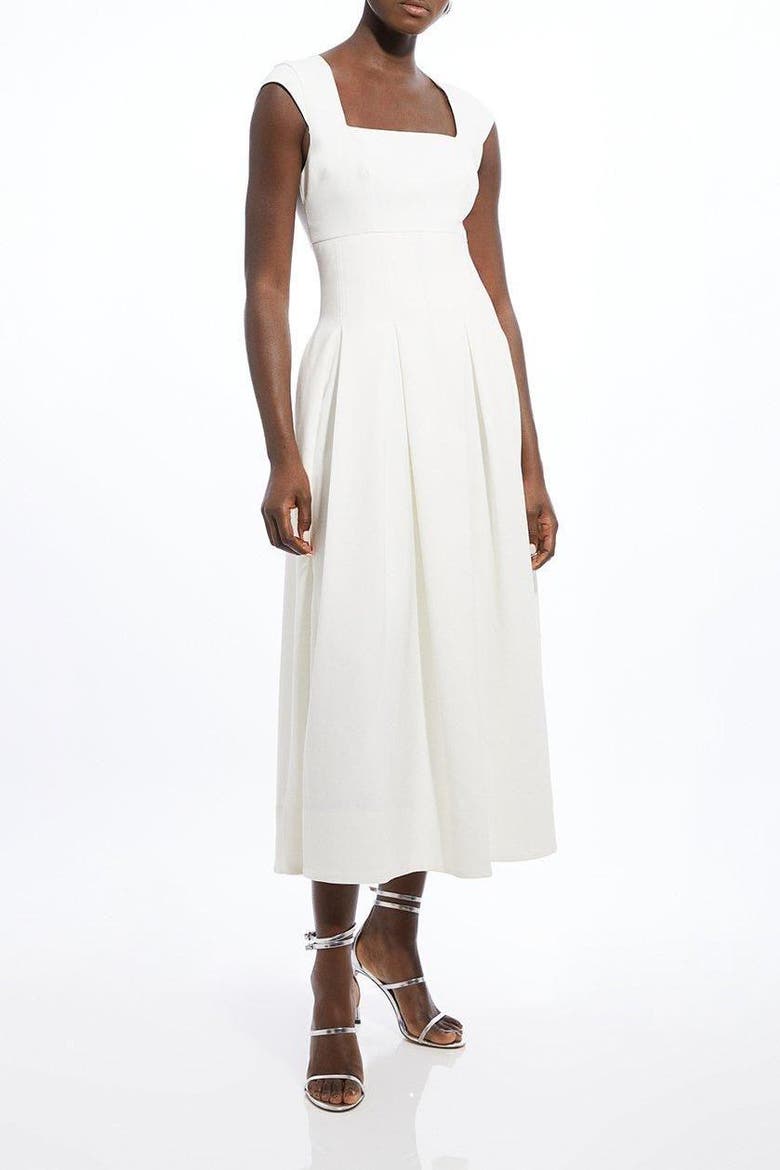 Square Neck Midi Dress, Alternate, color, Ivory
