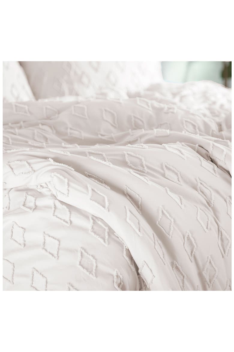 Delta Clipped Jacquard Duvet Cover Set, Alternate, color, BONE