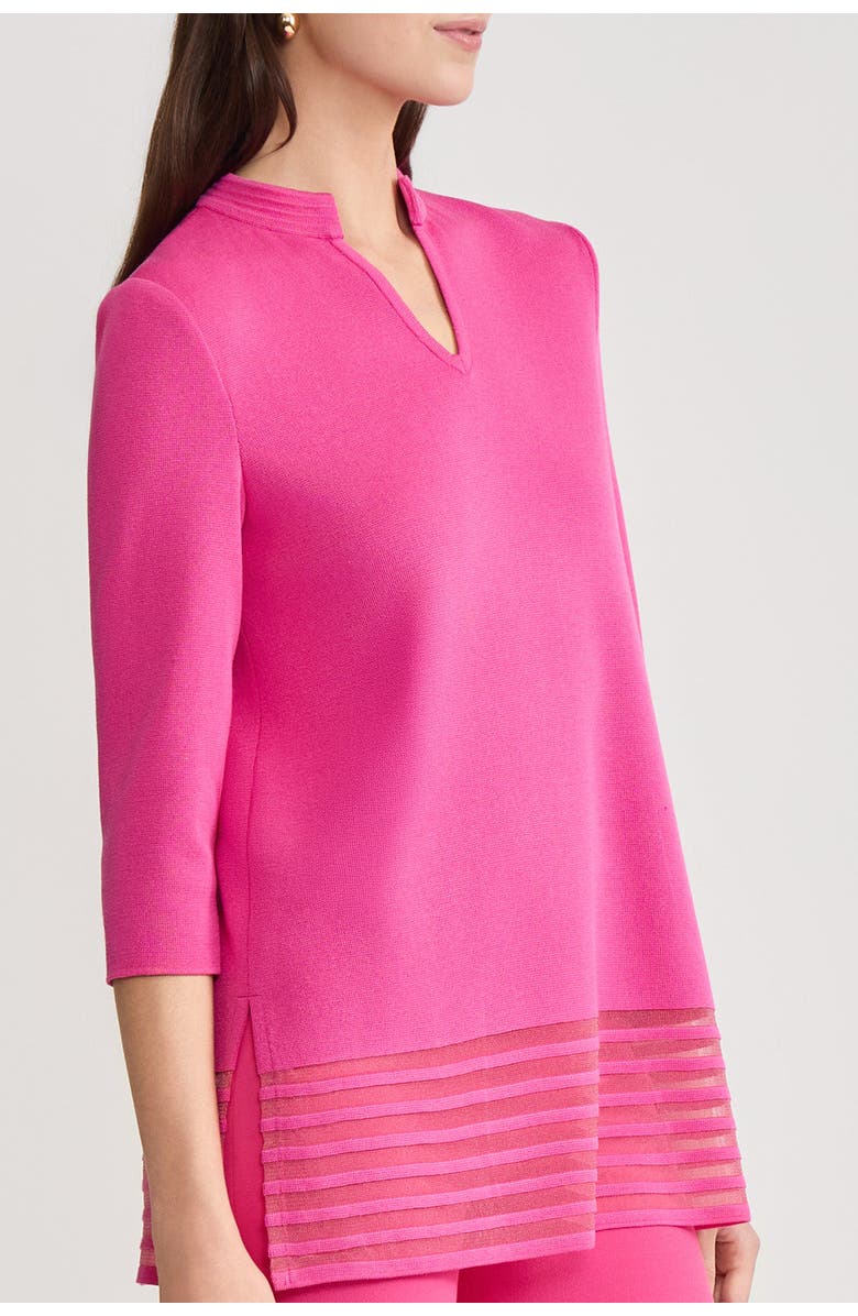 Ming Wang Relaxed Burnout Hem Soft Knit Tunic, Alternate, color, Carmine Rose