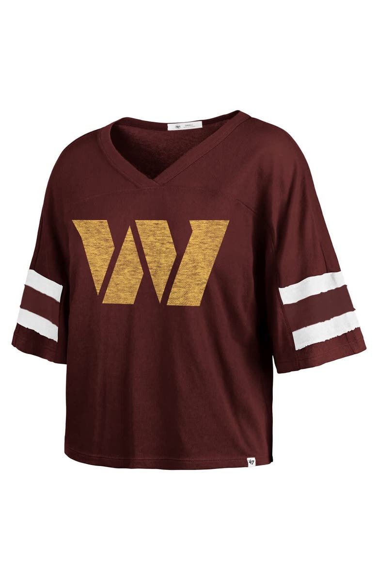 '47 Women's '47 Burgundy Washington Commanders Premier Scout Cropped V-Neck T-Shirt, Alternate, color,