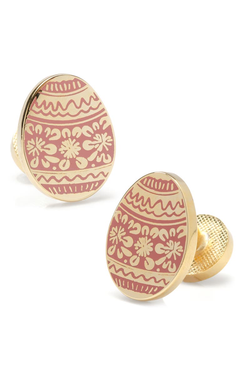 Cufflinks, Inc. Decorative Egg Cuff Links, Main, color, Orange/ Gold