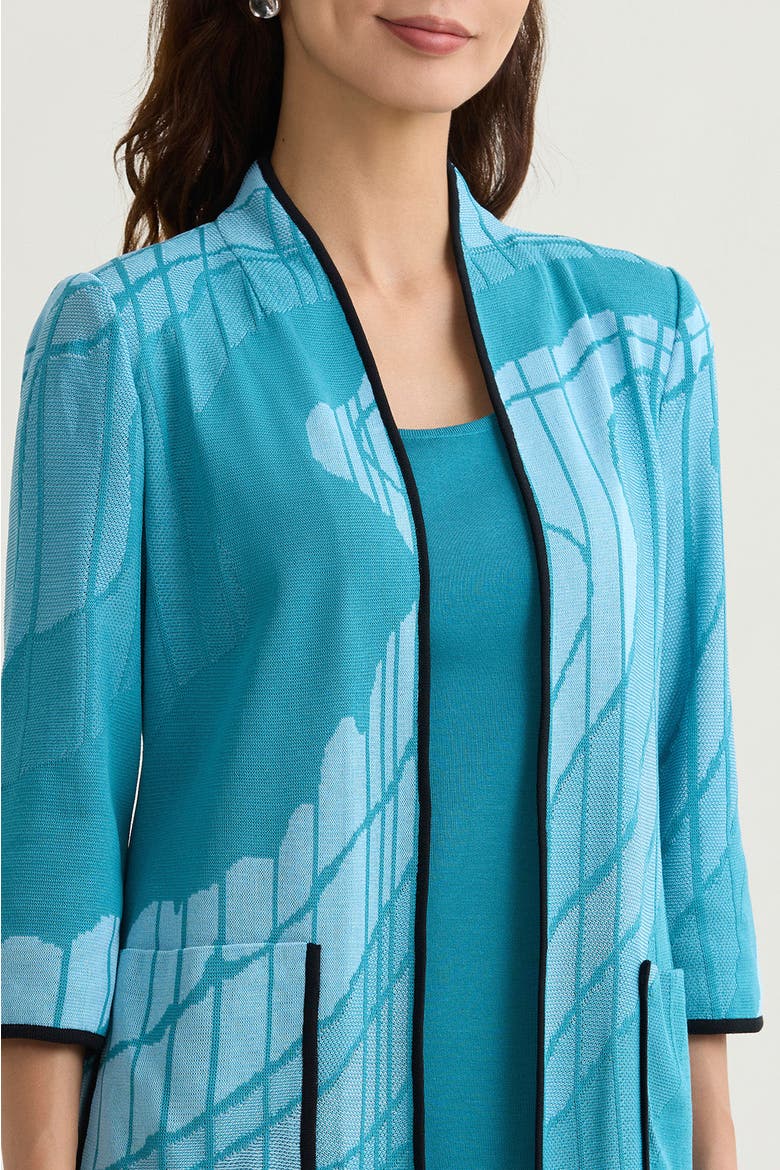 Heritage Geoprint Jacquard Knit Jacket, Alternate, color, Serene/Nebula/White/Black
