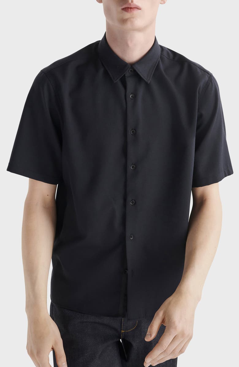 rag & bone Dalton Wool Blend Crepe Short Sleeve Button-Up Shirt, Alternate, color,