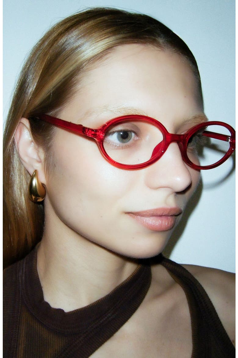 The Bessette Reader Glasses, Alternate, color, Raspberry