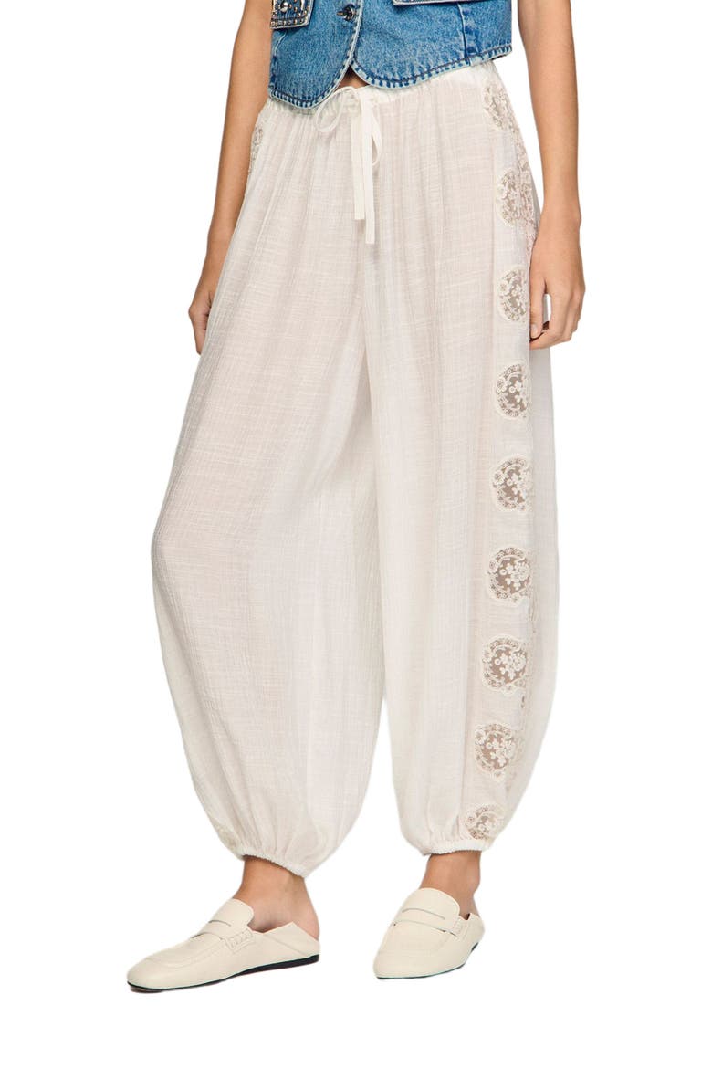 Crinkled wide-leg trousers, Main, color, White