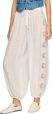 SANDRO Crinkled wide-leg trousers