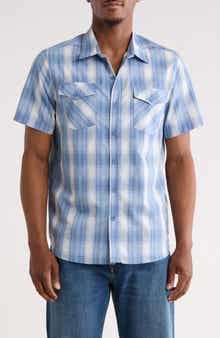 Plaid Short Sleeve Dobby Button-Up Shirt