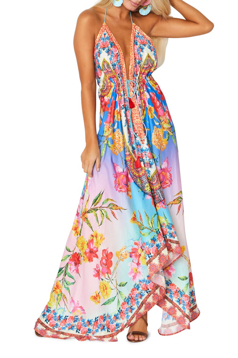 Ombré Halter Dress, Main, color, OMBRE BLUE