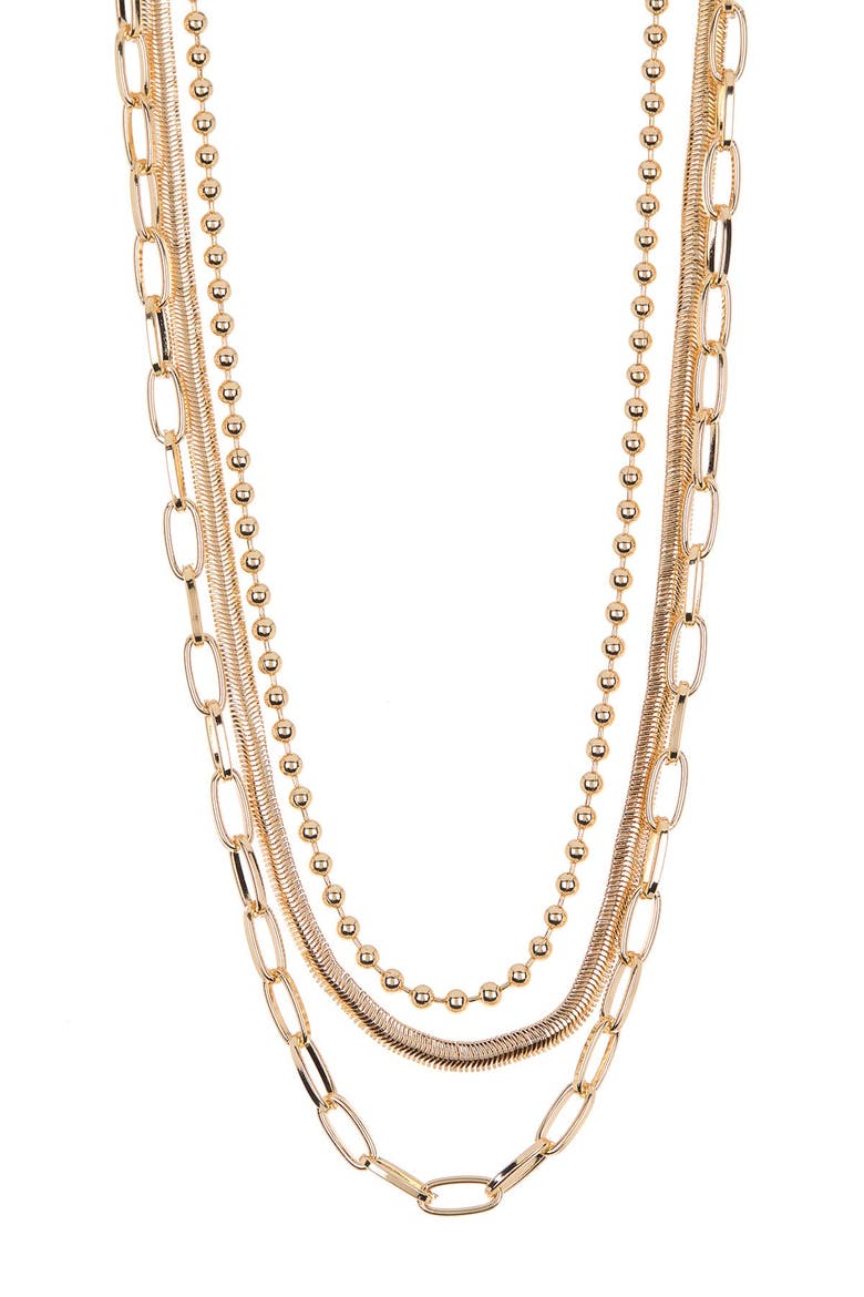 Assorted Layered Chain Necklace, Alternate, color, GOLD