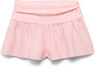 MANGO Draped Waist Linen Blend Shorts