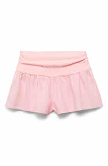 MANGO Draped Waist Linen Blend Shorts