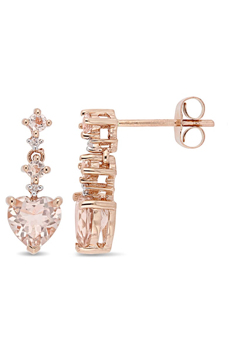 Julianna B. Morganite & Diamond Heart Drop Earrings, Main, color, Morganite