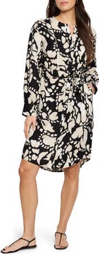 NIC+ZOE Evening Petal Long Sleeve Linen Blend Dress