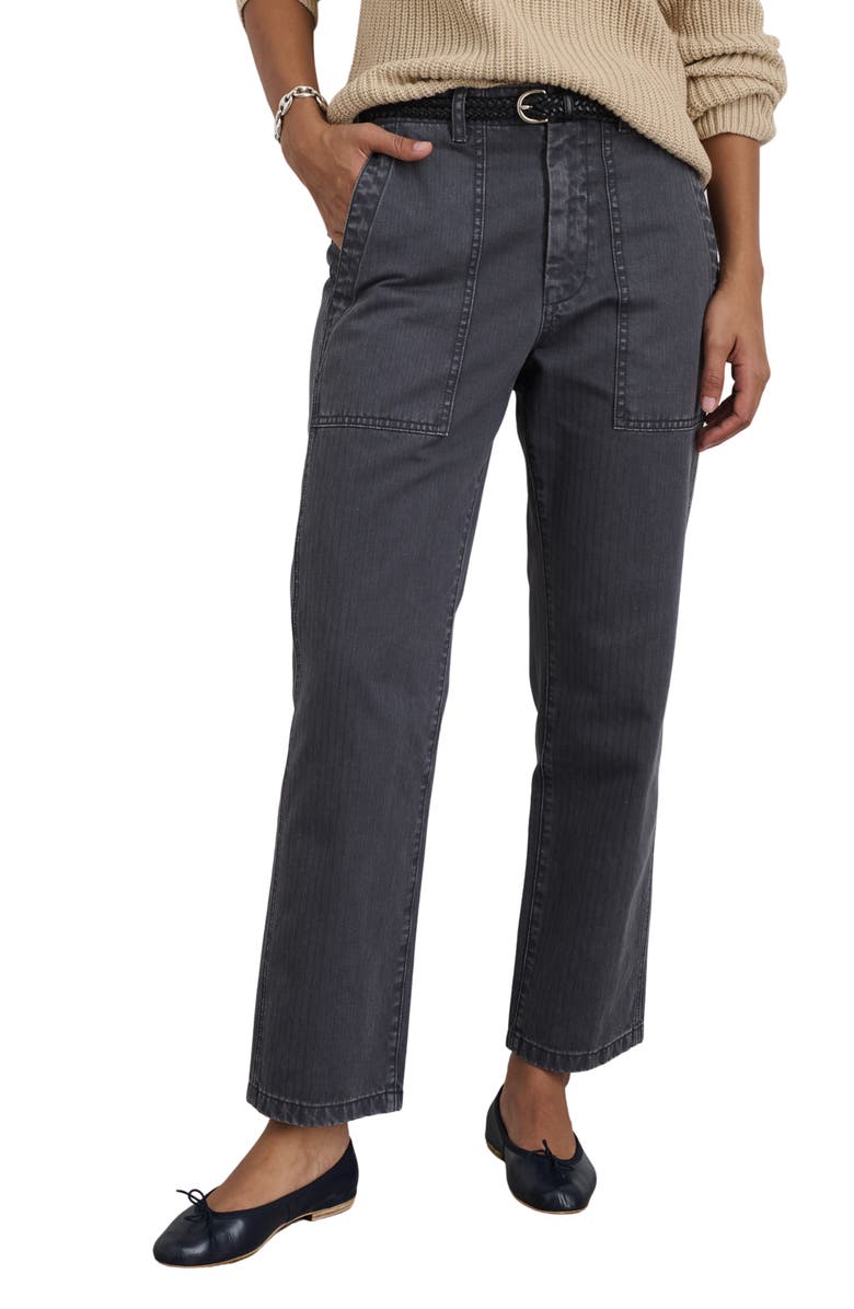 Alex Mill Neil Herringbone High Waist Straight Leg Utility Pants, Main, color, Pebble