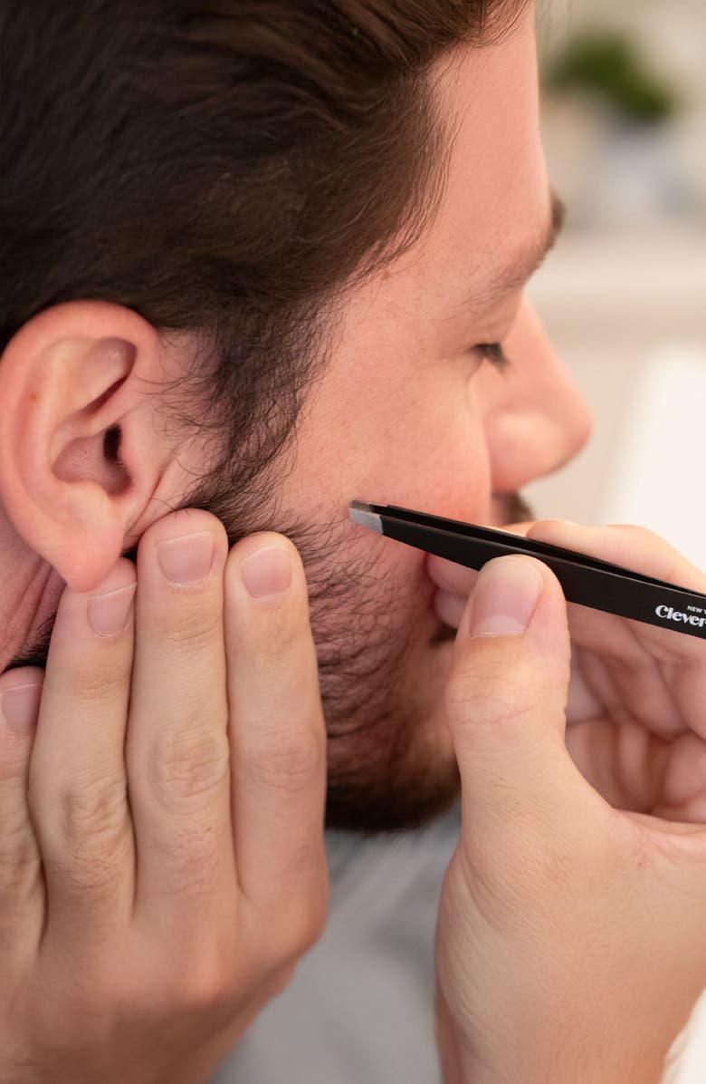 Cleverman Precision Slant Tweezer, Expert Brow & Facial Hair Removal, Alternate, color, Black