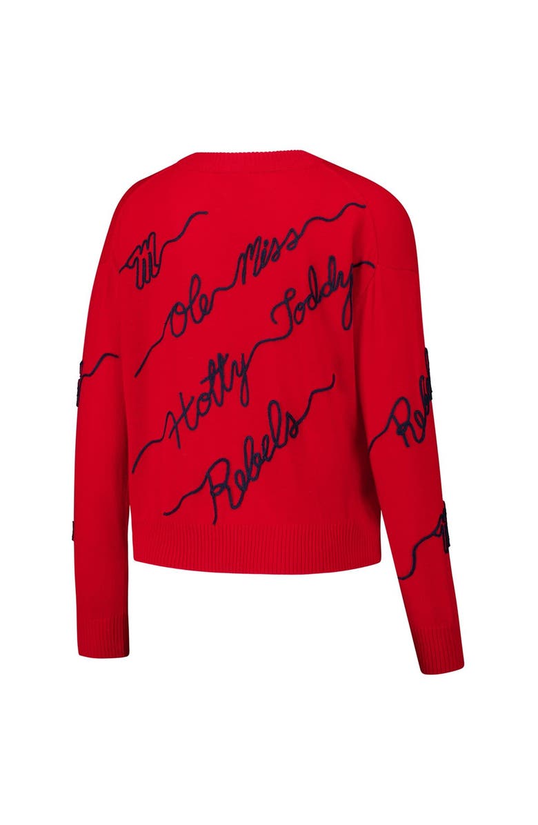 KADYLUXE Women's Red Ole Miss Rebels Love Note Embroidered Sweater, Alternate, color, Red