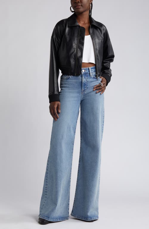 Open Edit Faux Leather Crop Bomber Jacket In Black