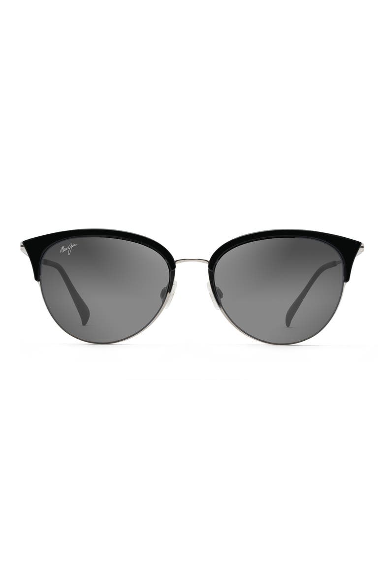 Olili 53mm Gradient PolarizedPlus2® Cat Eye Sunglasses, Main, color, BLACK GLOSS