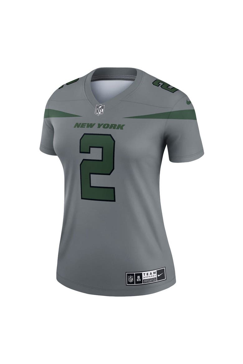 Women's Nike Zach Wilson Gray New York Jets Inverted Legend Jersey, Alternate, color, Gray