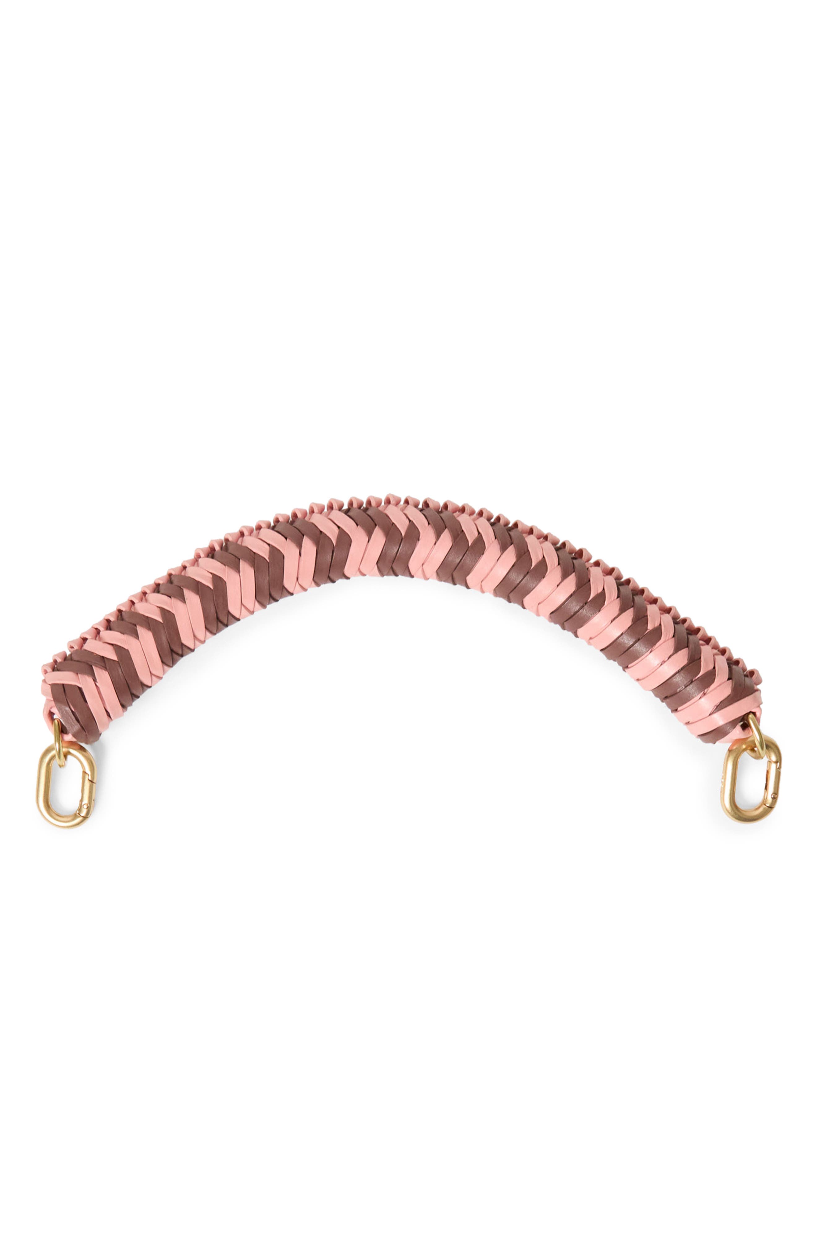 Clare V. Braided Leather Top Handle, Main, color, Rose Clay/ Mulberry