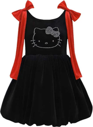 Lola + The Boys Hello Kitty® Sparkle Bow Velvet Dress