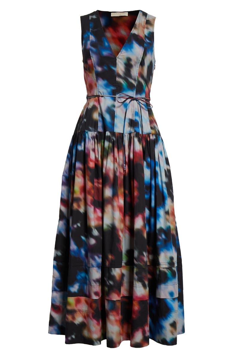 Ulla Johnson Kiran Print Tie Waist Sleeveless Dress, Alternate, color,