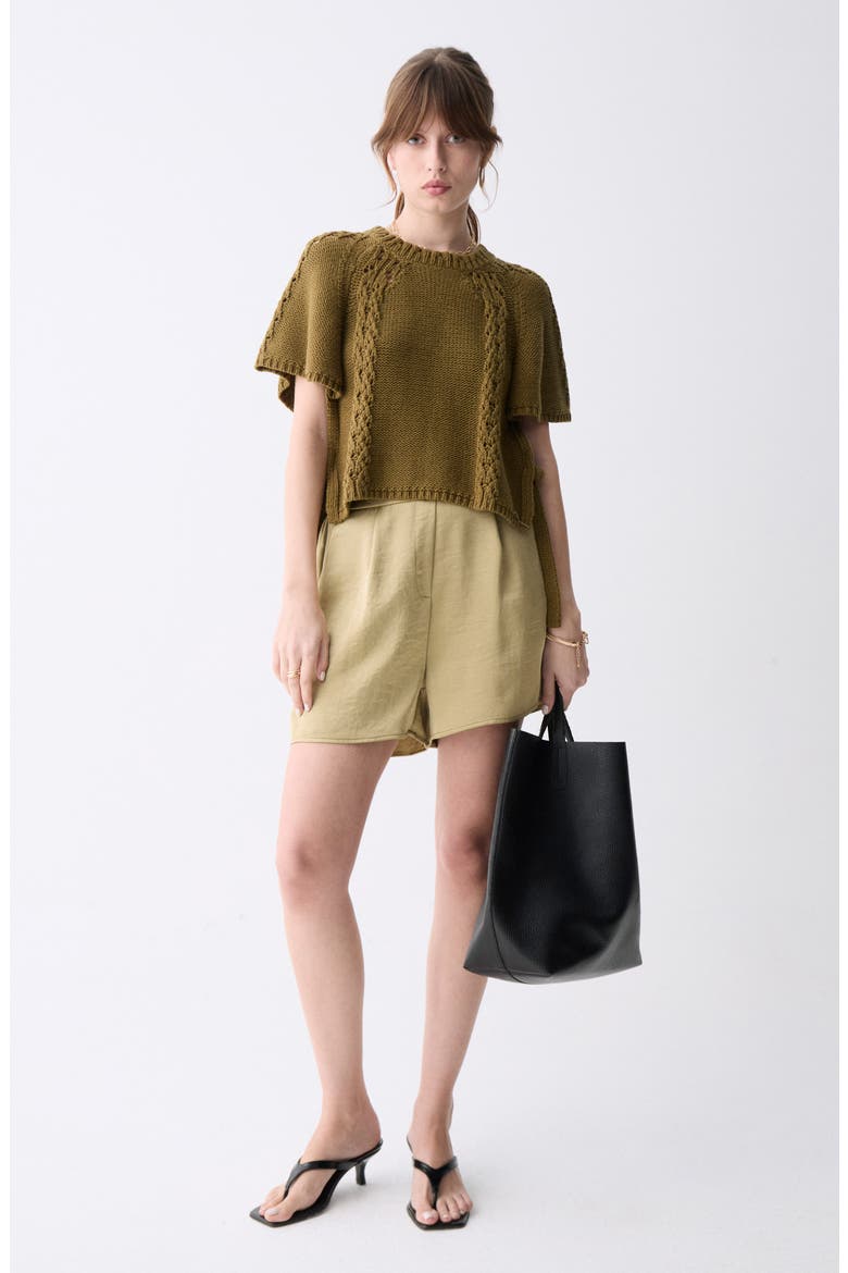 Dinis Flutter Sleeve Side Tie Sweater, Alternate, color, ARMY