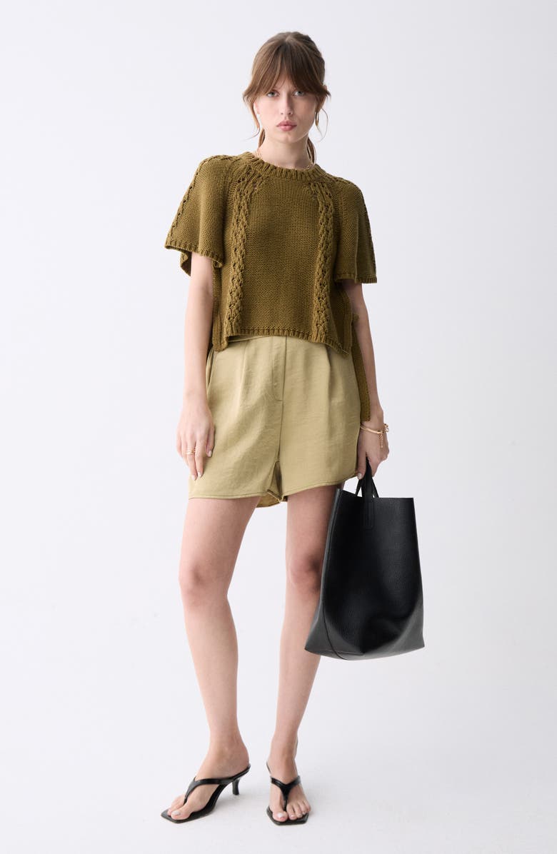 DELUC Dinis Flutter Sleeve Side Tie Sweater, Alternate, color, Army