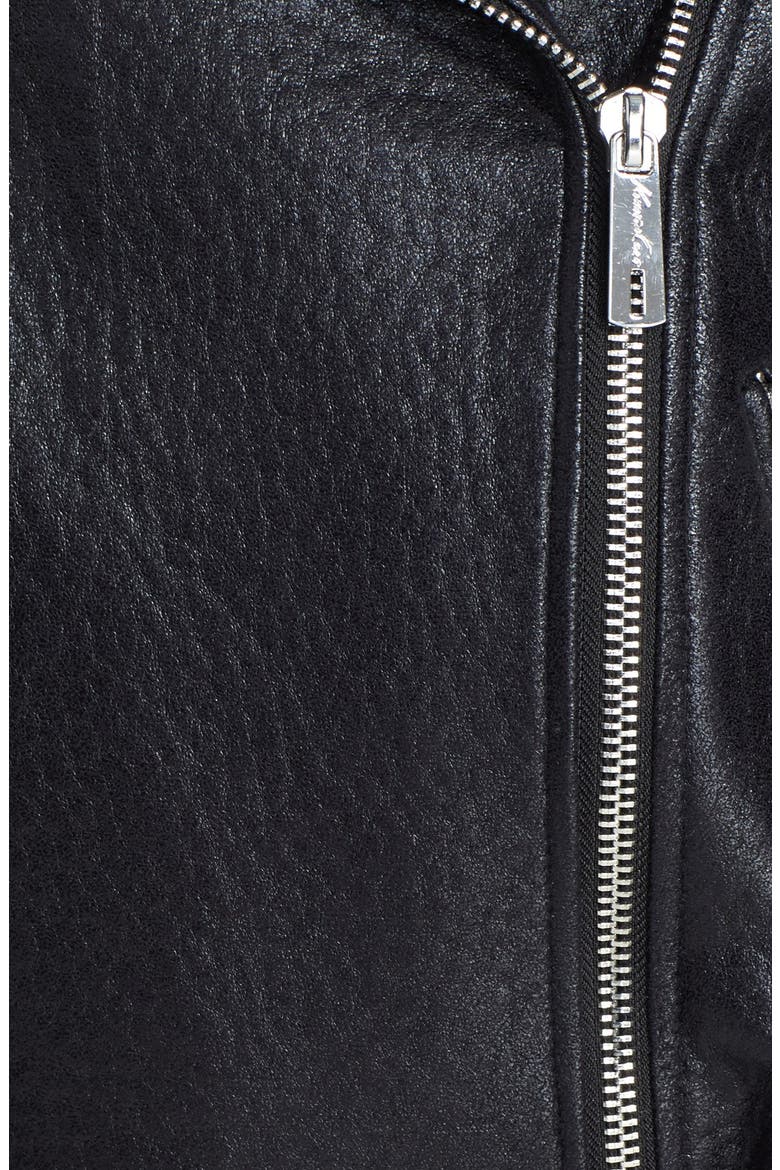Faux Leather Moto Jacket with Faux Shearling Trim, Alternate, color, BLACK
