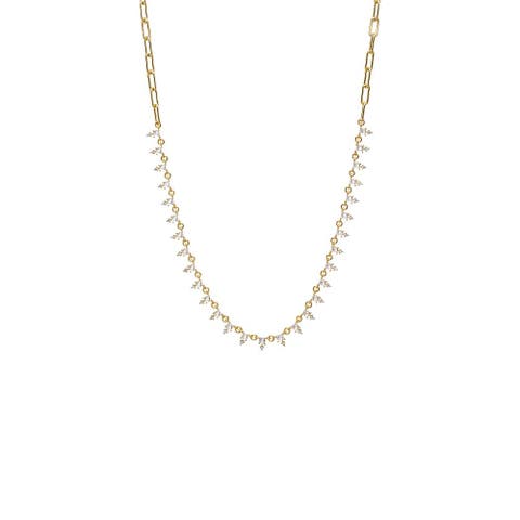 Colored Double CZ Tennis Paperclip Necklace