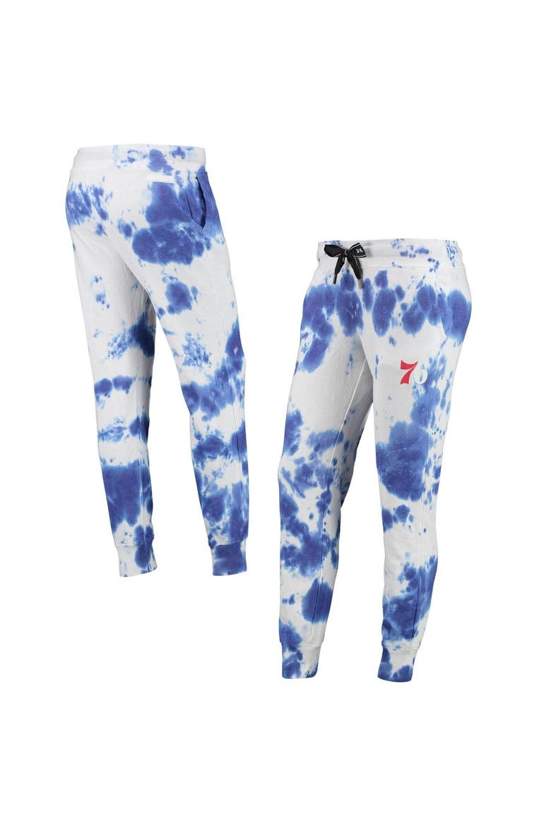 Women's DKNY Sport White/Royal Philadelphia 76ers Melody Tie-Dye Jogger Pants, Main, color, White